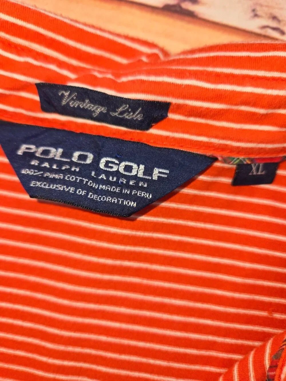 Polo Ralph Lauren Mens Orange Striped Polo Shirt XL